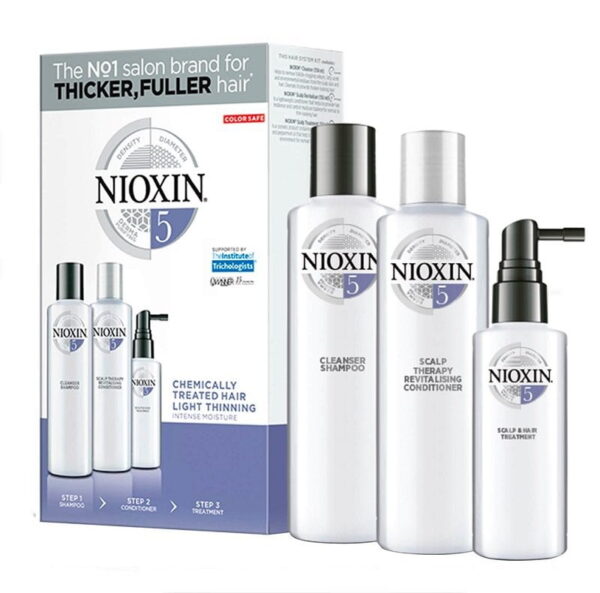 Rinkinys slenkantiems plaukams Nioxin sistema nr.5 chemiškai pažeistiems - silpnai slenkantiems