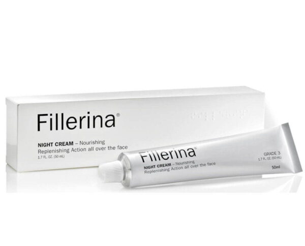 Naktinis kremas 3 lygio raukšlėms Fillerina (su 6 hialurono rūgštimis ir peptidais)