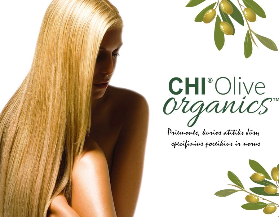 chi olive organic plaukų ir kūno priežiūros priemonės drėkinimui, atstatymui, sausiems plaukams ir sausai odai