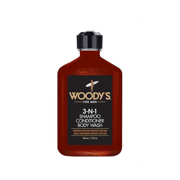 Drėkinamasis šampūnas, kondicionierius ir prausiklis kūnui Woody's 3-n-1 355 ml
